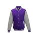 Just Hoods By AWDis JHA043 Men's 80/20 Heavyweight Letterman Jacket in Purple/Heather Grey size XL | Ringspun Cotton