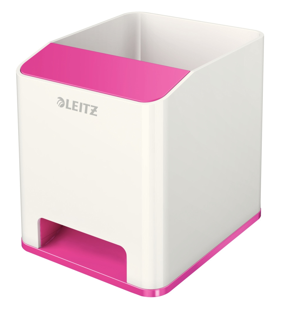 Leitz WOW Sound Stiftehalter Duo Colour Weiß, Pink 9 x 10 x 10,1 cm Image
