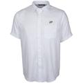 Men's Cutter & Buck White Purdue Boilermakers Windward Twill Button-Up Short Sleeve Shirt