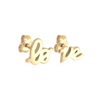 Elli - Love Statement Schriftzug Liebe Silber vergoldet Ohrringe Damen