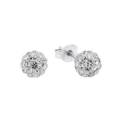 amor - Ohrstecker für Damen, 925 Sterling Silber, Kristallglas Ohrringe 1 ct Weiss