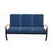 Red Barrel Studio® Hinch 3-Seat Patio Sofa w/ Cushions Metal/Rust - Resistant Metal/Sunbrella® Fabric Included in Blue/Brown | Wayfair
