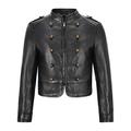 Ladies Front Studded Short Jacket Black Napa Classic Genuine Leather Jacket 2266 (UK 16)