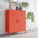 Novogratz Cache 2 - Door Accent Cabinet Metal in Orange | 39.96 H x 31.5 W x 15.8 D in | Wayfair 3384813COM