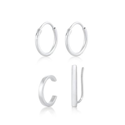 Elli - Basic Set Creolen Earclimber Earcuff 925 Silber Ohrringe 1 ct Damen