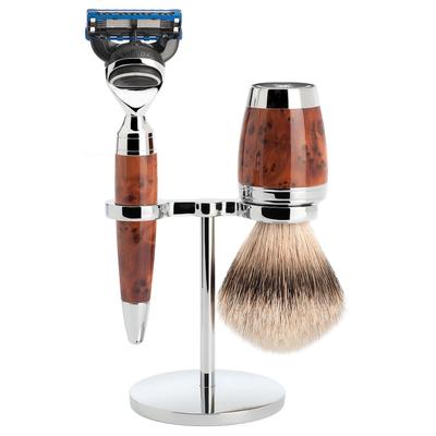 Mühle Stylo 3 tlg Rasierset Silberspitz,Fusion™, Griff Thuja Holz Herren