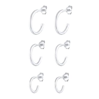 Elli - 3er Set Creolen Stecker Basic Trend 925 Silber Ohrringe 1 ct Damen