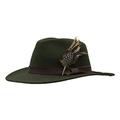 Walker & Hawkes - Unisex Richmond Fedora Crushable Felt Hat with Leather Trim and Feather Brooche - Dark Olive - X-Large (60cm)