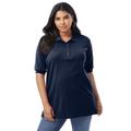 Plus Size Women's Oversized Polo Tunic by Roaman's in Navy (Size 18/20) Short Sleeve Big Shirt