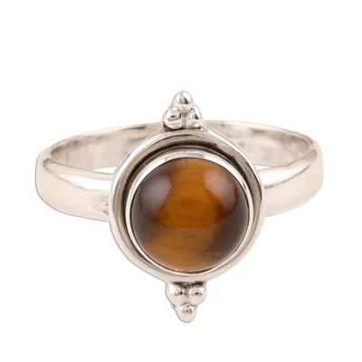 Earth Memory,'Simple Tiger's Eye and Sterling Silver Ring'