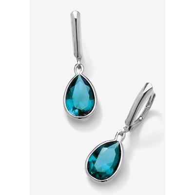 Sterling Silver Drop Earrings Pear Cut Simulated Birthstones by PalmBeach Jewelry in December