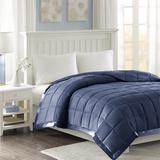 Madison Park Full/Queen All Season Hypoallergenic Microfiber Down Alternative Blanket w/ 3M Scotchgard in Navy - Olliix MP51-6699