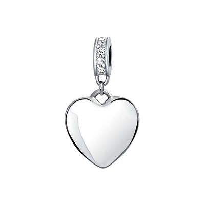 Bling Jewelry Women's Jewelry Charms Silver - Crystal & Sterling Silver Heart Charm Bead