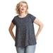Plus Size Women's Trapeze Knit Tee by ellos in Navy White Ditsy (Size 22/24)