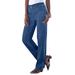 Plus Size Women's Complete Cotton Seamed Jean by Roaman's in Medium Wash (Size 18 W) 100% Cotton Elastic Waist Denim