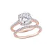 Belk & Co Lab Created 2 Ct. T.w. Cushion Moissanite And 1/3 Ct. T.w. Diamond Bridal Ring Set In 14K Rose Gold, 10