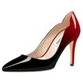 JOY IN LOVE Women's Pumps Shoes 3.5" Stiletto High Heels Pointy Toe Dress Pumps, V-red-black Patent, 10.5