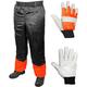 SPARES2GO Chainsaw Safety Seatless Chaps Forestry Trousers (One Size, 31" - 42") + Padded Gloves (Size 10)