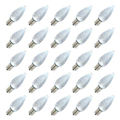 Vickerman 300374 - 0.45 watt 130 volt C9 Intermediate Screw Cool White Faceted LED (25 pack) Christmas Light Bulbs (XLEDC95-25)