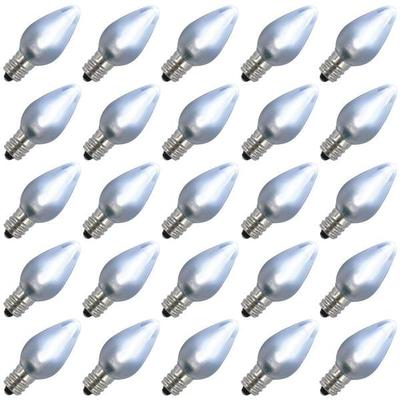 Vickerman 647844 - 0.96 watt 130 volt C7 Candelabra Screw Cool White LED (25 Pack) Christmas Light Bulbs (XLEDSC75-25)