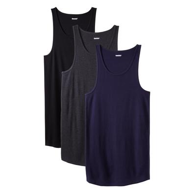 Men's Big & Tall Ribbed Cotton Tank Undershirt 3-Pack by KingSize in Assorted Basic (Size XL)