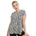 Plus Size Women's Trapeze Knit Tee by ellos in White Animal Floral (Size 26/28)