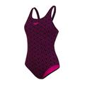 Speedo Women's Boom Print Allover Muscleback Swimming Costume for Women, Black/Pink (Size:10/32)