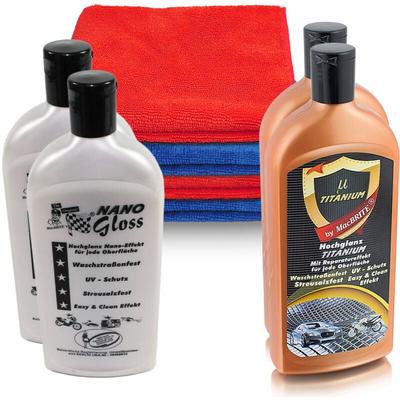 2x 500ml MacBRITE titanium und 2x Nano Gloss Auto Politur Hochglanz Lackversiegelung Lackpolitur