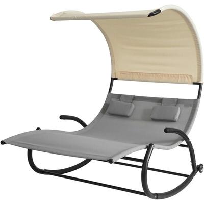 Sobuy - OGS50-HG Schaukelliege für 2 Personen Sonnenliege mit Sonnendach Doppelliege Gartenbett mit Image