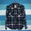 American Eagle Outfitters Tops | American Eagle Blue Boyfriend Fit Flannel | Color: Blue/White | Size: Xs