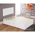 Divan Bed Single Double King Size Super King Base with Cube HEADBOARD in Crushed Velvet (5FT - 4 Drawer, White)