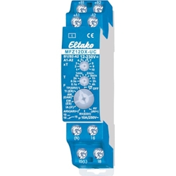 Eltako Zeitrelais REG, 8-230V, AC/DC, analog mit Multifunktion, Multifunktion, 0,1-40Minuten/Stunden, 1TE, 1W, 8-230V/AC/DC, MFZ12DX-UC Image