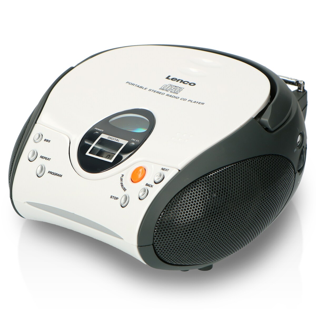 Lenco SCD-24 white - Tragbares FM-Radio mit CD-Player - Kopfhöreranschluß - Weiß Image