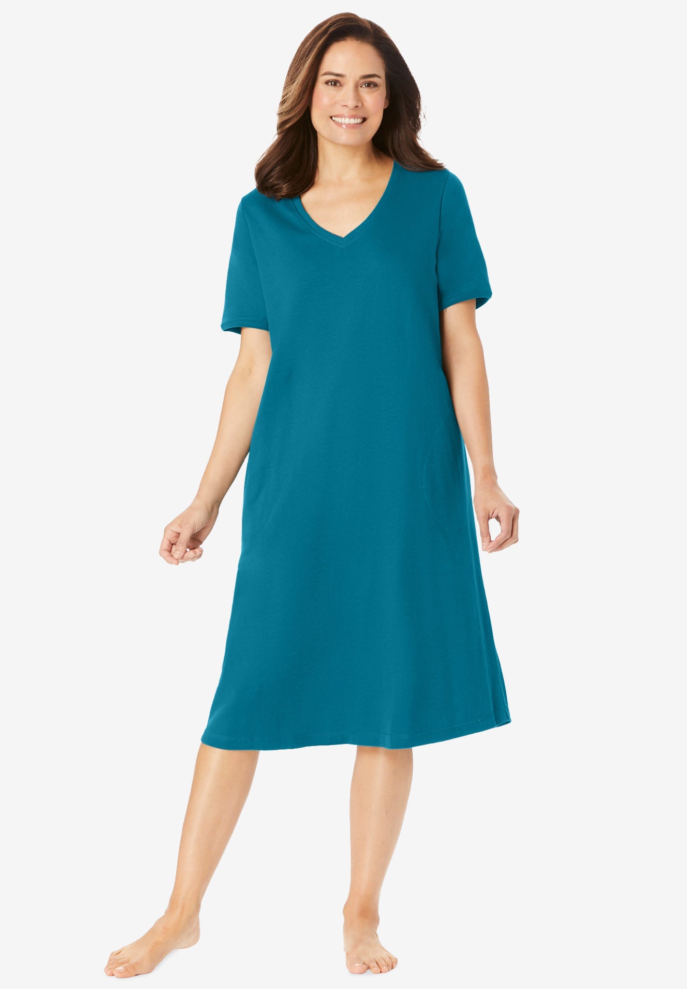 Plus Size Women's Short T-Shirt Lounger by Dreams & Co. in Deep Teal (Size 2X)