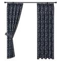 QINUO HOME 2-Layer Short Jacquard Crushed Blackout Curtains - 54 inch Drop Thermal Pencil Pleat Curtain Blinds for Bedroom Nursery Window Treatments, 2 Panels, 66 inch Width x 54 inch Depth, Black