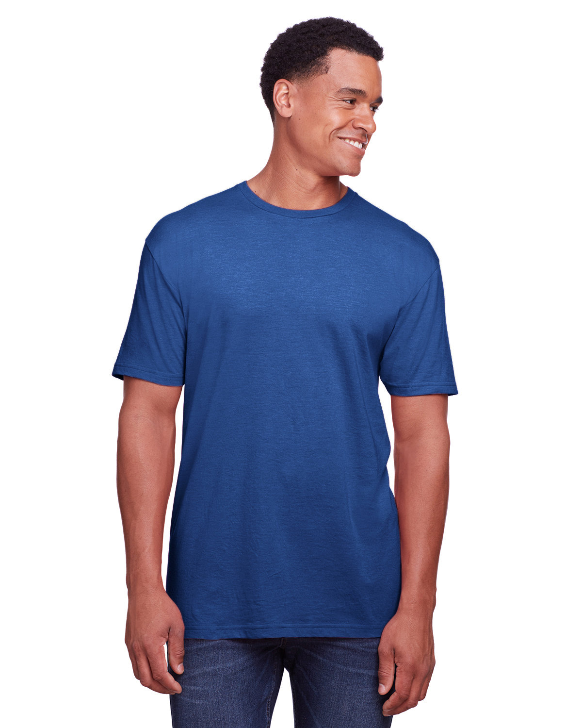 Gildan G670 Men's Softstyle CVC T-Shirt in Royal Blue Mist size Medium | Cotton/Polyester Blend 67000, G67000