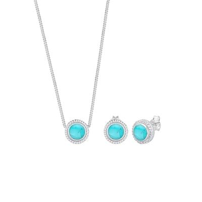 Elli Schmuckset Vintage Boho Howlith Anhänger Trend 925 Silber silberfarben Damen