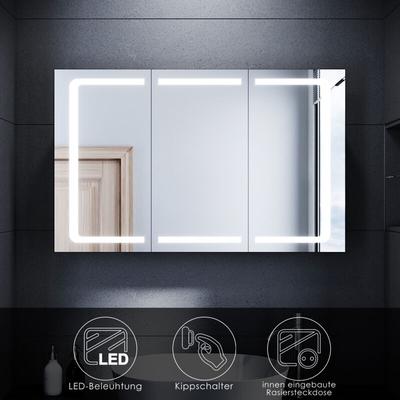 SONNI LED Spiegelschrank Badezimmerspiegel Badschrank mit Beleuchtung Kippschalter mit Steckdose Image