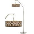 Metal Weave Giclee Shade Arc Floor Lamp