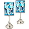 Blue Tiffany-Style Giclee Droplet Table Lamps Set of 2