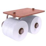 Charlton Home® Marchmont Wall Mount Toilet Paper Holder w/ Wood Shelf Metal in Brown | 5 H x 8.5 W x 7.4 D in | Wayfair DT-24-2S-IRW-CA