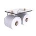 Charlton Home® Beresford Wall Mount Toilet Paper Holder w/ Glass Shelf Metal in Gray | 5 H x 8.5 W x 7.4 D in | Wayfair WP-24-2S-PEW
