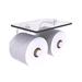 Charlton Home® Beresford Wall Mount Toilet Paper Holder w/ Glass Shelf Metal in Gray | 5 H x 8.5 W x 7.4 D in | Wayfair WP-24-2S-PC