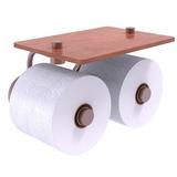 Charlton Home® Dalston Wall Mount Toilet Paper Holder w/ Wood Shelf Metal in Brown | 5.2 H x 8.5 W x 7.15 D in | Wayfair P1000-24-2S-IRW-CA