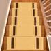 White 0.3 x 10.5 W in Stair Treads - Ebern Designs Slip Resistant Machine Washable Solid Bordered Low Pile Stair Treads Synthetic Fiber | Wayfair