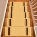 White 0.3 x 10 W in Stair Treads - Ebern Designs Slip Resistant Machine Washable Solid Bordered Low Pile Stair Treads Synthetic Fiber | Wayfair