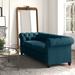 Darby Home Co Westerly 90" Rolled Arm Chesterfield Sofa w/ Reversible Cushions Polyester in Blue | 33 H x 90 W x 37.5 D in | Wayfair