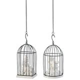 Ophelia & Co. 2 Piece Fordingbridge Hanging Decorative Bird Cage Set Metal in Black/White | 35 H x 4.5 W x 3.3 D in | Wayfair