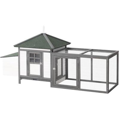 Hühnerstall für Zwerghühner 196 x 76 x 97 cm Hühnerhaus mit Nistkasten, Freilaufgehege Sitzstange, Image