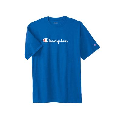 Men's Big & Tall Champion® script tee by Champion in Royal (Size 5XLT)